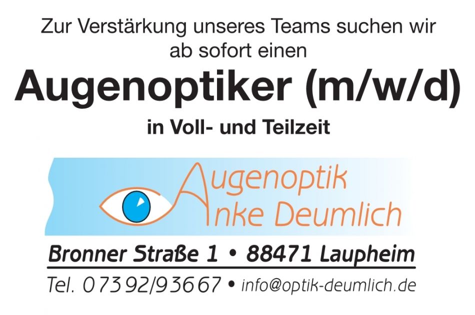Zur Verstärkung unseres Teams suchen wir ab sofort einen Augenoptiker (m/w/d)